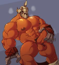 abs balls bara biceps big_balls big_penis boner erection guilty_gear helmet juggermelon male male_nipples male_only muscular_male nipples nude pecs penis potemkin solo solo_male