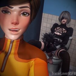 1futa 1girls 3d 3d_(artwork) big_penis blender blizzard_entertainment crossover eastern_and_western_character erection futanari nier:_automata overwatch overwatch_2 penis self_upload selfie sex_toy tracer tracerlover yorha_2b