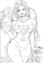 black_and_white cameltoe curvy ed_benes_studio emma_frost female hellfire_club large_breasts leo_(artist) marvel marvel_comics panties white_queen x-men