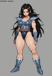 ai_generated armor black_hair cameltoe dragon_ball dragon_ball_super dragon_ball_z female female_only girl hoeyuga saiyan super_saiyan