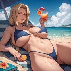 1girls ai_generated alex-schura arm_support beach beach_chair beach_umbrella big_breasts bikini bikini_bottom bikini_top blonde_hair boruto:_naruto_next_generations brown_eyes chair cleavage colored_nails drink drinking_straw female female_focus fingernails glass highleg highleg_bikini holding_object huge_breasts large_breasts light-skinned_female light_skin lipstick looking_at_viewer makeup mature mature_female mature_woman milf nai_diffusion nail_polish naruto naruto:_the_last naruto_(classic) naruto_(series) naruto_shippuden navel oppai palm_tree red_nail_polish revealing_swimsuit sagging_breasts seaside shiny shiny_hair shiny_skin skimpy skimpy_bikini smile stable_diffusion swimsuit tsunade twintails umbrella upper_body voluptuous voluptuous_female