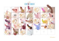 artist_logo_censor calendar_(medium) censored chastity_cage cock_ring condom condom_on_penis extra_penises flat_chastity_cage highres huge_cock large_penis monster_boy novelty_censor october original penis penis_bow sex_toy small_chastity_cage small_penis tailbox