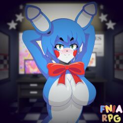 1girls android animatronic anthro bedroom_eyes big_breasts blue_body blue_fur blue_skin bonnie_(fnaf) bonnie_(fnia) breasts bunny_ears bunny_girl cleavage featureless_breasts female five_nights_at_freddy's five_nights_in_anime fnaf fnia fniarex furry huge_breasts no_nipples posing robot robot_girl robot_humanoid seductive seductive_look solo teasing toy_bonnie_(fnaf) white_body white_fur white_skin