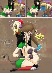 2024 3_panel_comic 4_breasts alternate_version_available areolar_amelanism areolar_melanosis artist_name balls bell_piercing big_belly big_nipples bigger_female bloated_belly blowjob bluesky_link breasts bridge_piercing capelet cheek_piercing christmas christmas_clothing christmas_headwear christmas_outfit comic conversation cow_girl cow_horns cow_tail cybernetic_arm cybernetic_leg cybernetic_limb cybernetics cyborg dark-skinned_male dark_hair dark_skin dark_skinned_femboy dated deep deepthroat dialogue dick_in_a_box earrings emanata english english_dialogue english_text female femboy flame_tattoo frenum_ladder frenum_piercing furaffinity_link glorp grabbing_balls hand_on_throat huge_areolae huge_breasts huge_cock hung_femboy inflation jagged_mouth jared_(shewantsthejoystick) kneeling lip_ring long_tongue looking_pleasured male multi_breast navel navel_piercing navel_ring newgrounds_link nipple_chain nipple_piercing nipple_rings nipple_spikes nose_chain oral oral_penetration oral_sex original_character pale-skinned_female penis penis_in_mouth piercing ponytail popped_navel prince_albert_piercing purple_areolae saliva saliva_on_penis santa_hat shewantsthejoystick shorter_male shorts sitting_on_head sleeve_tattoo smaller_male snapped_choker speech_bubble stock_image_background taller_girl tenebrae_(shewantsthejoystick) thick_thighs throat_bulge throat_penetration tongue tongue_out tongue_piercing tongue_wrapped_around_penis veiny_penis yellow_eyes