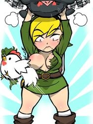 1girls areolae blonde_hair blush breasts clothing cucco erect_nipples female feral footwear heart-shaped_pupils hylian kae-est_art link link_the_pig_(the_wind_waker) linka lost_clothes medium_breasts nintendo nipples pale_skin pig rule_63 skirt tagme the_legend_of_zelda the_wind_waker toon_linka torn_clothes torn_clothing wind_waker