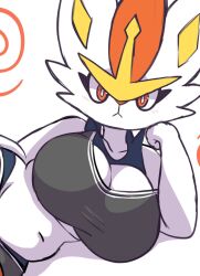 big_breasts breasts cinderace cleavage female furry huge_breasts oreon_smol pokemon pokemon_(species) tagme thick_thighs wide_hips