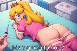 ai_generated ass injection nintendo on_stomach princess_peach super_mario_bros. syringe tagme