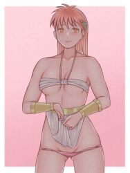 1girls ass_visible_through_thighs belly belly_button breasts collarbone digital digital_art digital_drawing digital_drawing_(artwork) digital_media digital_media_(artwork) dragon_quest dragon_quest_dai_no_daibouken elbows female female_focus female_only fingers groin hair_between_eyes half_naked half_nude inguinal_crease inguinal_ligament lean_figure linea_alba lips long_hair looking_at_viewer medium_breasts midriff naked naked_female naked_woman narrow_waist navel nervous nervous_expression nervous_face nervous_female nude nude_female nudity orange_eyes orange_eyes_female petite petite_body petite_breasts petite_female petite_girl petite_tits pink_background pink_eyebrows pink_hair pink_hair_female pixiv_id_21451697 princess_leona semi_nude shoulders shounen_jump shy shy_expression simple_background slender_body slender_waist slim_waist solo standing stomach thick_thighs thigh_gap thighs upper_body white_background wide_hips