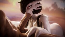 3d_(artwork) anatoly_var ass balls bangs big_penis black_clothing black_hair black_shirt black_tank_top black_topwear blowjob_face bottomless bottomless_female bottomless_humanoid breasts clothed clothing digital_media_(artwork) duo erection faceless_character faceless_human faceless_male female female_focus gardevoir generation_3_pokemon genitals glistening glistening_body glowing glowing_eyes grime_(coel3d) hair hair_over_eye hand_on_leg hand_on_thigh hi_res huge_cock human human_on_humanoid humanoid humanoid_focus interspecies male male/female mammal muscular muscular_human muscular_male nintendo nude_human nude_male outdoor_nudity outside outside_sex penis penis_in_mouth pokemon pokemon_(species) pokemorph pokephilia red_eyes sex shirt short_hair sky solo_focus tank_top topwear vein veiny_penis white_body white_skin