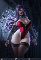 1girls alternate_costume arms_at_sides bare_shoulders bare_thighs bat bats big_breasts black_gloves black_legwear breasts bridal_gauntlets camilla_(fire_emblem) cleavage commentary curly_hair curvy elbow_gloves english_commentary female female_only fire_emblem fire_emblem_fates gem gloves gumroad_logo gumroad_username hair_ornament hair_over_one_eye halloween halloween_costume highleg highleg_leotard highres hips huge_breasts indoors large_breasts legs_together leotard lips long_hair looking_at_viewer luminyu mole mole_on_breast nail_polish nintendo pale-skinned_female pale_skin parted_lips patreon_logo patreon_username purple_hair red_eyes red_leotard red_nails smile solo standing stockings strapless strapless_leotard thick_thighs thigh_gap thighhighs thighs tiara twitter_logo twitter_username vampire very_long_hair voluptuous web_address wide_hips