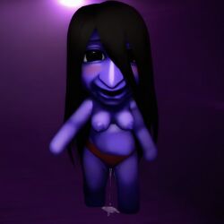 ao_oni_(character) big_breasts big_eyes big_nose fusion ghost ghost_girl heart horror horror_(theme) purple_body purple_skin sadako_yamamura