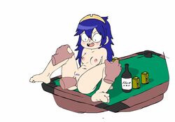 1boy 1girls animated barefoot beer beer_can blue_hair blush breasts color disembodied_penis feet fire_emblem fire_emblem_awakening hair_ornament long_hair lucina_(fire_emblem) mattyburrito medium_breasts mouth_open naked nintendo nipples nude nude_female nudist on_table penis pool_table pubic_hair pussy sex small_breasts smile spread_legs table teeth toes vagina vaginal_penetration video_games w.t.dinner