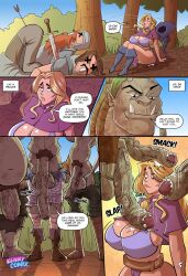 2d big_penis comic dialogue dirty_tales_of_a_librarian_(comic) fantasy female huge_cock imminent_sex john_coffe kennycomix long_penis male orc orc_male penis samantha_kim witch witch_hat