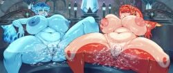 2025 2d 2girls androjuniarto aquatic big_breasts biting_lip breasts bubble chubby chubby_female commission fart fart_fetish farting_in_water fish_girl fish_humanoid fondling_breast gassytank groping_breasts hot_spring huge_breasts looking_pleasured low-angle_view mipha moaning monster_girl nintendo non-human onsen poolside princess_ruto the_legend_of_zelda the_legend_of_zelda:_breath_of_the_wild the_legend_of_zelda:_ocarina_of_time thick_thighs tummy zora