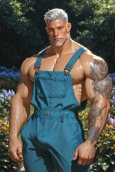 ai_generated bara daddy dilf gay grey_hair handsome hunk male_only muscular muscular_male old_male older_male original_character silver_fox silver_hair solo_male zodoai