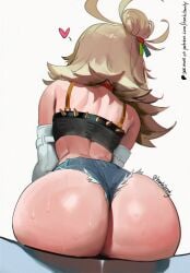 ai_assisted ai_generated ass_focus ass_on_table back_view big_ass honkibooty hotpants piper_wheel sweaty zenless_zone_zero