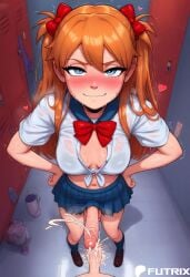 1boy 1futa ai_generated asuka_langley_sohryu big_ass big_breasts big_dick bullying comparing comparing_penis cumming cumming_together dick dickgirl dominant_futa erection feet femboy femboysub futa_is_bigger futa_on_femboy futa_on_male futadom futanari futrix hi_res highres leaking_cum naked neon_genesis_evangelion nude school_uniform showing_off striptease teasing thick_ass thick_thighs tomboy