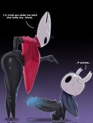 anthro blue_penis hollow_knight hollow_knight:_silksong hornet_(hollow_knight) humanoid insectoid insects large_ass larger_female protagonist_(hollow_knight) see-through_clothing small_but_hung smaller_male