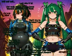 1girls absurd_res absurdres ai_assisted ai_generated android ass bangs big_ass big_breasts big_butt black_hair breasts bust busty chest cleavage comic cute dialog dialogue embarassed female female_focus first_person_view green_eyes green_hair happy joints multicolored_hair original pale_skinned_female police police_officer police_uniform policewoman ponytail pov pregnant pregnant_belly pregnant_belly2girls pregnant_female qingyi_(zenless_zone_zero) red_eyes red_hair sandcrop smiling smiling_at_viewer streaked_hair talking_to_partner talking_to_viewer thick thick_thighs twin_braids twintails two-tone_hair uniform wise_(zenless_zone_zero) zenless_zone_zero zhu_yuan