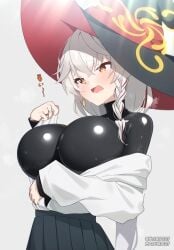 1girls big_breasts black_body black_latex bodysuit breasts character_request copyright_request female female_focus female_only huge_breasts large_breasts latex latex_suit maguro27 mgr0027 shiny shiny_clothes solo solo_female solo_focus tagme white_hair