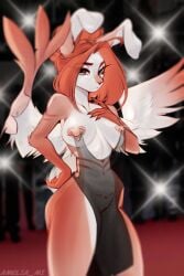 2026 amelia_(amelia_mi) amelia_mi anthro areola bare_shoulders barely_visible_genitalia barely_visible_vulva big_breasts big_nipples blurred_background breasts camera_flash clothing eye_through_hair eyebrow_through_hair eyebrows eyelashes feathered_wings feathers female freckled_face freckles frown genitals group hair half-closed_eyes hand_on_hip hi_res lagomorph leporid linked_nipples linked_piercing long_hair looking_at_viewer mammal meme meme_clothing narrowed_eyes nipple_piercing nipple_piercing_dress nipples orange_hair piercing public rabbit red_carpet solo_focus standing translucent translucent_hair vulva wings