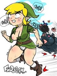 1girls areolae blonde_hair blush breasts cameltoe enf erect_nipples female heart-shaped_pupils hylian imminent_rape kae-est_art link_the_pig_(the_wind_waker) lost_clothes master_sword medium_breasts nintendo nipples panties pig pussy rule_63 skirt skirt_lift tagme the_legend_of_zelda the_wind_waker torn_clothes torn_clothing wind_waker