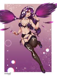 1girls cum female female_only kai'sa league_of_legends lingerie looking_at_viewer purple_eyes purple_hair riot_games velvetqueenh