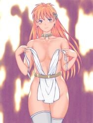 1girls almost_naked almost_nude belly belly_button breasts brown_eyes brown_eyes_female choker closed_mouth_smile collarbone curvaceous curvaceous_body curvaceous_female curvaceous_figure curvaceous_hips curvy curvy_body curvy_female curvy_figure curvy_hips digital digital_art digital_drawing digital_drawing_(artwork) digital_media digital_media_(artwork) dragon_quest dragon_quest_dai_no_daibouken earrings elbows eyebrows_visible_through_hair female female_focus female_only fingers ginger ginger_hair groin hair_ornament hair_ornaments high_resolution highres hourglass_figure lean_figure legs_closed legs_together legwear linea_alba lips long_hair looking_at_viewer medium_breasts midriff mostly_nude naked naked_female naked_woman narrow_waist navel nearly_nude nude nude_female nudity orange_eyebrows orange_hair orange_hair_female pixiv_id_21451697 practically_nude princess_leona purple_background shoulders shounen_jump simple_background slender_body slender_waist slim_waist smile smiley_face smiling smiling_at_viewer smirk solo standing stockings stomach thick_thighs thigh_gap thigh_highs thighhighs thighs topless topless_female upper_body white_legwear white_stockings white_thigh_highs white_thighhighs wide_hips