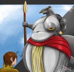 1boy 1girls anthro areolae ass big_areola big_ass big_breasts big_butt black_sclera breasts breasts_bigger_than_head chubby chubby_female clothed curvaceous curvy curvy_figure erect_nipples female fish gills hammerhead_shark hand_on_hip huge_ass huge_breasts larger_female low-angle_view mako_castoro male mostly_nude nipple_piercing piercing piercings scar scars shark sharp_teeth size_difference smaller_male solo_focus spear tail tattoo thick_thighs topless tribal_markings tribal_tattoo unseen_male_face voluptuous voluptuous_female water weapon wet wet_body wet_hair white_eyes wide_hips