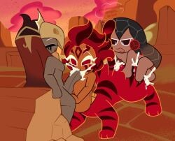 cookie_run cookie_run_kingdom cum cum_alt nebeeafterdark nutmeg_tiger_cookie pepper_pangolin_cookie sex smoked_cheese_cookie threesome
