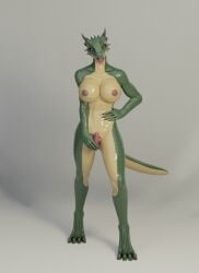 absurd_res anthro argonian bethesda_game_studios big_breasts blacklya bodily_fluids breasts genital_fluids genitals gynomorph hi_res intersex lizard microsoft nipples nude penis reptile scalie skyrim solo the_elder_scrolls vaginal_fluids wet wet_body