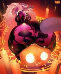 1boy 2d ass big_ass big_butt butt candles clothing costume fully_clothed furry furry_only halloween_costume huge_ass huge_butt jack_o'_lantern kobold latex latex_clothing long_hair looking_back looking_back_at_viewer male maxydont no_genitals no_sex nonhuman presenting_hindquarters pumpkin scalie sitting sitting_down skin_tight solo solo_male tail thick_thighs virgil_(maxydont) virgilarts