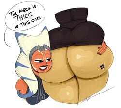 2girls ahsoka_tano alien alien_girl ass ass_grab ass_tattoo ass_worship barriss_offee big_ass big_butt black_dress blush bottom_heavy bubble_butt butt butt_hug clone_wars clothed clothing dat_ass dialogue fat_ass female female_face_near_ass female_only grin half-closed_eyes headband huge_ass hugging_ass large_ass long_ass mirialan orange_skin ota_(artist) robe_lift short_dress signature silver_eyes simple_background skindentation speech_bubble star_wars tattoo teeth the_clone_wars:_season_seven thick_ass thick_thighs tight_clothing togruta white_background wide yuri