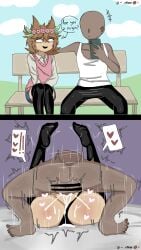 2boys 2d_(artwork) 2d_artwork anonymous_male are_you_a_virgin?_(meme) balls before_and_after before_sex bench black_thighhighs censor_bar censored censored_balls clouds cum cum_drip cum_in_pussy cum_inside cumshot cuntboy cuntboy/male cuntboy_penetrated dark-skinned_male digital_media_(artwork) eddsworld faceless_male flowers_in_hair flowers_on_head hard_sex human large_ass legs_up light-skinned_male mating_press meme_reference movement_lines panties panties_aside park park_background park_bench phone_in_hand pussy sex_on_bed sitting_on_chair sky thighhighs tord_(eddsworld) unknown_artist unseen_male_face viewed_from_behind