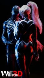 1boy 1boy1girl 1girl1boy 1girls 2025 3d 3d_(artwork) black_cat_(insomniac) black_cat_(marvel) bodysuit claws couple couple_(romantic) couples felicia_hardy female hand_on_chest hourglass_figure insomniac_games light-skinned_female light_skin male marvel marvel_comics mask masked masked_male peter_parker ponytail romantic romantic_couple seductive seductive_look shiny shiny_clothes skin_tight spider-man spider-man_(black_suit) spider-man_(insomniac) spider-man_(insomniac_series) spider-man_(series) standing superhero superhero_couple superheroine symbiote symbiote_suit tight_clothes tight_clothing voluptuous voluptuous_female watermark white_fur white_hair wolfwhistle3d