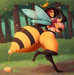 1girls 2_toes 4_arms animal_humanoid antennae_(anatomy) arthropod arthropod_abdomen arthropod_abdomen_genitalia arthropod_humanoid ass bee bee_humanoid big_breasts big_butt bite biting_lip black_lips black_sclera blush bodily_fluids breast_squish breasts crown egg egg_laying feet female female_focus female_only food forest genitals headgear hi_res honey_(food) huge_breasts huge_butt huge_thighs human_to_humanoid humanoid hymenopteran hymenopteran_humanoid hyper hyper_breasts insect_humanoid insect_wings insects lactating lactating_honey multi_arm multi_limb plant small_waist solo solo_focus species_transformation squish thick_thighs thorne_(unidentified-tf) toes transformation tree unidentified-tf unusual_bodily_fluids unusual_lactation wings yellow_body yellow_eyes
