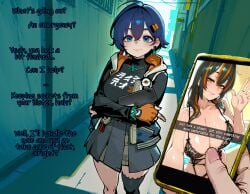 1girls absurd_res absurdres ai_assisted ai_generated ass bangs belle_(zenless_zone_zero) big_ass big_breasts big_butt black_hair blue_eyes blue_hair breasts bust busty chest cleavage comic cute dialog dialogue earrings female female_focus first_person_view garter_belt garter_straps hair_ornament happy happy_female lingerie lingerie_bra lingerie_only lingerie_panties looking_at_viewer multicolored_hair original pale_skinned_female phone phone_screen police police_officer2girls policewoman pov red_eyes red_hair sandcrop seductive seductive_eyes seductive_look seductive_pose seductive_smile selfie selfie_pose smile smile_at_viewer snapchat_sexting solo solo_female solo_focus streaked_hair talking_to_partner talking_to_viewer thick thick_thighs two-tone_hair wet wet_body wet_hair wet_skin wise_(zenless_zone_zero) zenless_zone_zero zhu_yuan