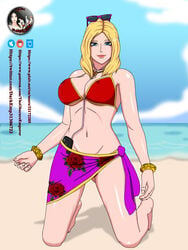 1girls aphrodite aphrodite_(smite) beach beach_babe_aphrodite bikini blonde_hair blue_eyes bra breasts deity eyewear_on_head female glasses_on_head goddess greek_mythology kneeling large_breasts milf nipple_bulge ocean pokies skirt smite solo summer sunglasses sunglasses_on_head theobscureone