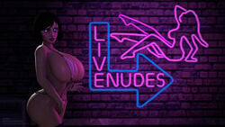 3d big_ass big_breasts bioshock bioshock_infinite club cyberpunk dark_environment elizabeth_comstock female female_only huge_breasts huuu looking_at_viewer pink_light purple_light signature sling_bikini solo solo_female source_filmmaker stripper