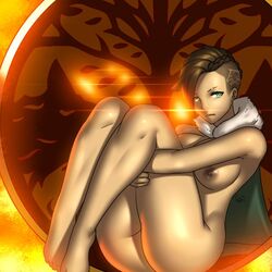 1girls ass breasts bungie cape cloak cloak_only clothing destiny_(game) female female_only fire guardian_(destiny) holding_legs hunter_(destiny) inkling_ghaul lady_efrideet looking_at_viewer naked naked_female nipples nude nude_female patreon solo solo_focus