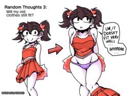 1girls age_progression aged_up ahoykoi cheerleader_outfit cheerleader_uniform child female jaiden jaiden_animations jaidenanimations koianimations panties skirt_around_one_leg skirt_removed tagme tight_clothing twintails youtube youtuber