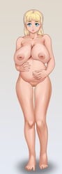 big_breasts blonde_hair blonde_hair breasts dr.korr female female_only pregnant simple_background