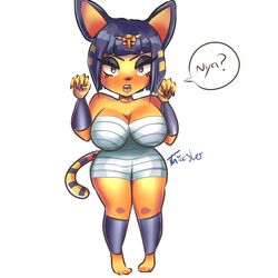 2020 animal_crossing animal_crossing_new_leaf ankha big_breasts breasts chibi cleavage clothes cute egyptian goth_girl meow nintendo nude nya self_upload thiccster tight_clothing wide_hips yellow_skin