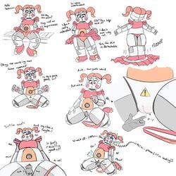 ass baby_(fnafsl) blue_eyes canon_appearance circus_baby circus_baby_(fnaf) dialogue faceless_male fingering five_nights_at_freddy's red_hair red_topwear sister_location skirt skirt_lift twintails upskirt warning_sign warning_symbol zxxxarts