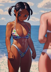 2girls abs arung_samudra_(cessa) beach big_breasts bikini breasts cessa cleavage dark-skinned_female dark_skin female female_only large_breasts muscular_female ombok_diving_and_delivery_services solo_focus