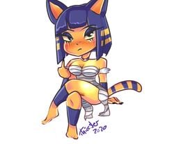 2020 animal_crossing animal_crossing_new_leaf ankha annoyed_expression big_breasts big_thighs breasts chibi cleavage crossed_legs cute egyptian flipping_off goth_girl meow nintendo nude nya thiccster yellow_skin