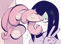 1boy 1girls 2020 balls big_penis black_hair blush boku_no_hero_academia cock_hungry color_edit dark_hair erection female frog_girl frog_tongue gesture half-closed_eyes huge_cock hyper_tongue licking licking_penis licking_testicles long_hair long_tongue male my_hero_academia oral peace_sign precum prehensile_tongue saliva saliva_on_penis straight thick_tongue tongue tongue_around_balls tongue_around_penis tongue_on_penis tongue_wrap tonguejob tsuyu_asui v veiny_penis very_long_tongue white_background xu53r