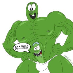 1:1 2019 2boys absurd_res adult_swim big_muscles bulge cartoon_network chest clothed clothing comcast crossover dick drawsputin drooling english_text erection food food_creature food_humanoid genitals green_body green_nipples green_penis green_skin has_science_gone_too_far hi_res humanoid larry_the_cucumber living_penis male male/male male_only meme muscles muscular muscular_humanoid muscular_male nipples not_furry open_mouth open_smile penis penis_transformation penis_with_face pickle_rick rick_and_morty rick_sanchez sentient_penis simple_background smile talking_penis teeth text thong tongue topless transformation underwear unibrow universal_studios unusual_anatomy unusual_genitalia unusual_penis veggietales what white_background