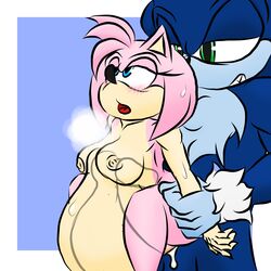 amy_rose anthro anthro_on_anthro anthro_penetrated anthro_penetrating_anthro arm_grab big_penis blue_eyes blush cum cum_in_pussy cum_inside dark_blue_fur from_behind_position grabbing_from_behind heavy_breathing inflation male_domination male_penetrating pink_fur sex simple_background sir_cums_a_lot size_difference sonic_(series) sonic_the_hedgehog sonic_the_werehog standing_sex stomach_bulge sweat sweatdrop werehog x-ray