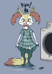 blush bodily_fluids braixen clothing creamygrapes cum dirty dress female filthy forced genital_fluids hi_res humiliation nintendo pokémon_(species) pokemon pokemon_(species) solo video_games